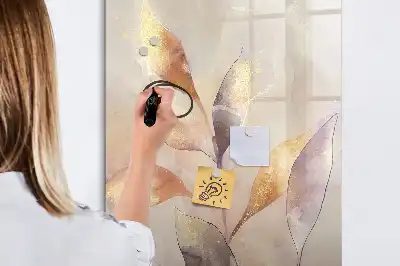 Tablă magnetică de scris cu model plante în acuarelă