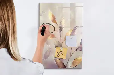 Tablă magnetică de scris cu model plante în acuarelă