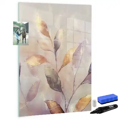 Tablă magnetică de scris cu model plante în acuarelă