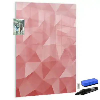 Tablă magnetică de scris cu model abstracție de triunghiuri