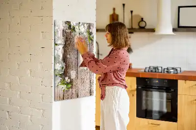 Tablă cu marker model Flori pe scânduri