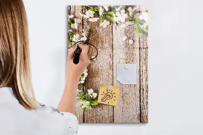 Tablă cu marker model Flori pe scânduri
