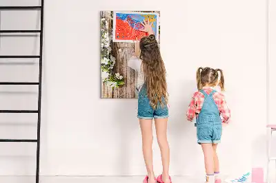 Tablă cu marker model Flori pe scânduri