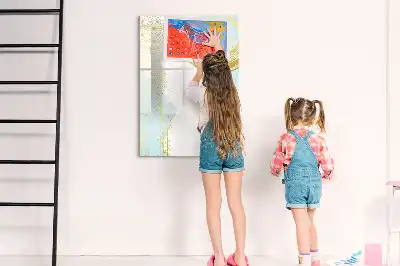 Tablă magnetică de scris decorată cu motiv abstract