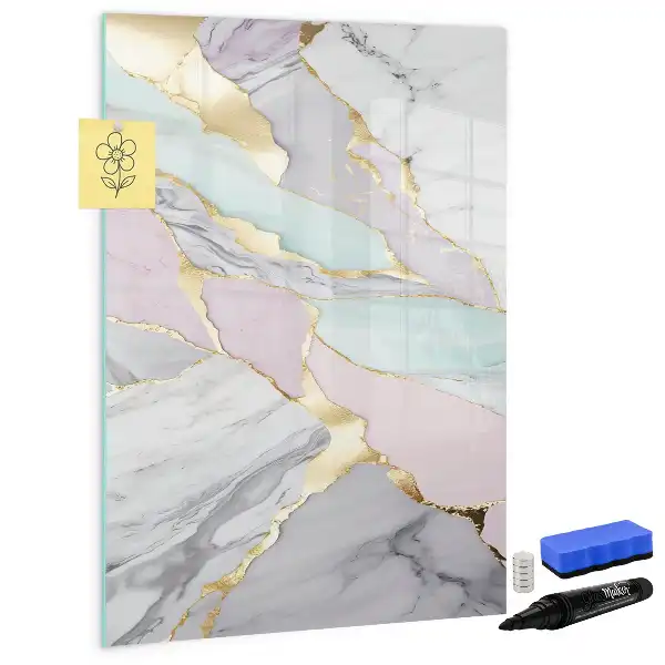 Tablă magnetică de scris cu aspect de marmură decorativă