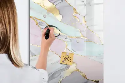 Tablă magnetică de scris cu aspect de marmură decorativă