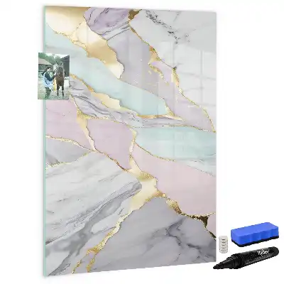 Tablă magnetică de scris cu aspect de marmură decorativă