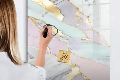 Tablă magnetică de scris cu aspect de marmură decorativă