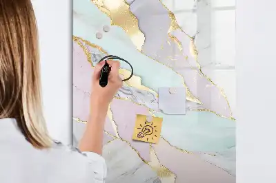 Tablă magnetică de scris cu aspect de marmură decorativă