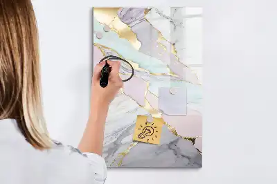 Tablă magnetică de scris cu aspect de marmură decorativă