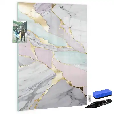 Tablă magnetică de scris cu aspect de marmură decorativă