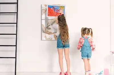Tablă magnetică de scris cu model de pene de pasăre