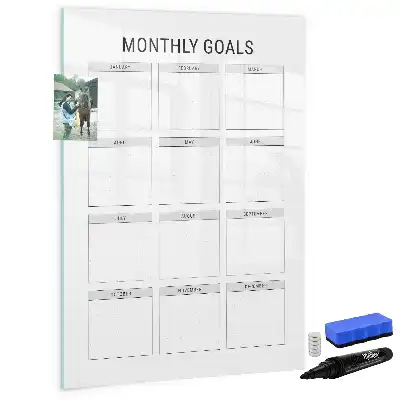 Tablă magnetică pentru notarea obiectivelor lunare cu design pentru planificare lunară