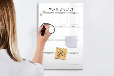 Tablă magnetică pentru notarea obiectivelor lunare cu design pentru planificare lunară