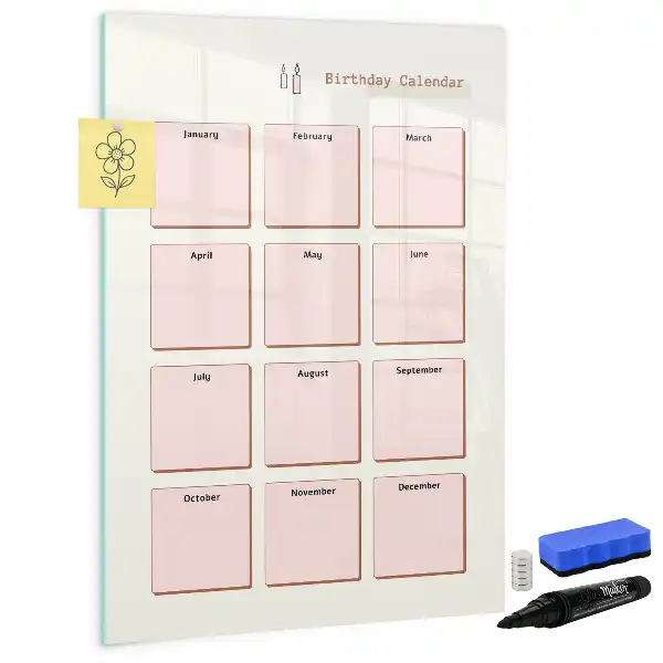 Tablă magnetică de scris calendar de aniversări