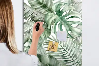 Tablă cu marker cu model de frunze în acuarelă