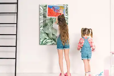 Tablă cu marker cu model de frunze în acuarelă