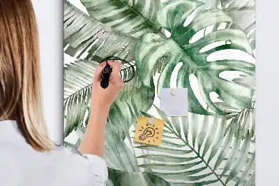 Tablă cu marker cu model de frunze în acuarelă