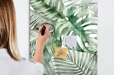 Tablă cu marker cu model de frunze în acuarelă