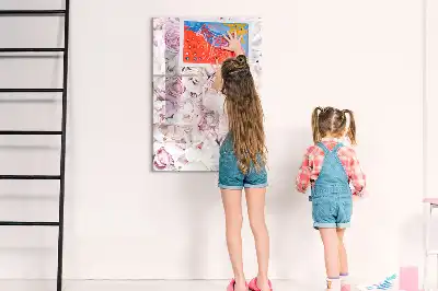 Tablă magnetică de scris cu model trandafiri