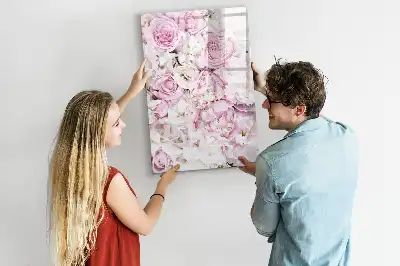 Tablă magnetică de scris cu model trandafiri