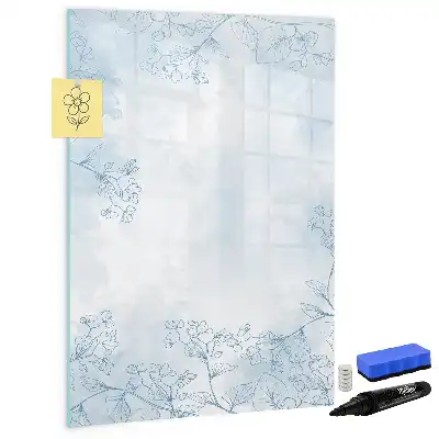Tablă magnetică de scris cu model schiță de floare