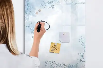 Tablă magnetică de scris cu model schiță de floare