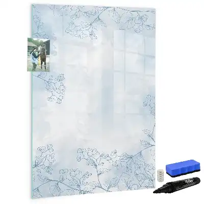 Tablă magnetică de scris cu model schiță de floare
