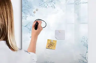 Tablă magnetică de scris cu model schiță de floare