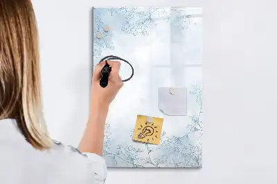Tablă magnetică de scris cu model schiță de floare