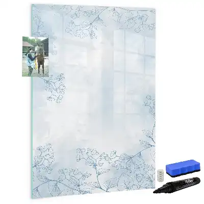 Tablă magnetică de scris cu model schiță de floare