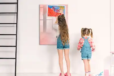 Tablă magnetică de scris cu model marmură roz