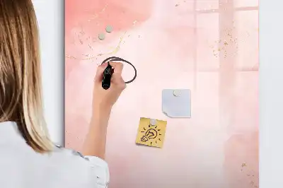 Tablă magnetică de scris cu model marmură roz