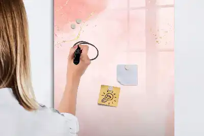 Tablă magnetică de scris cu model marmură roz