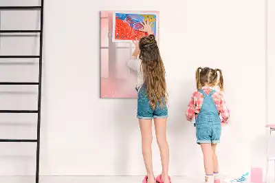 Tablă magnetică de scris cu model marmură roz
