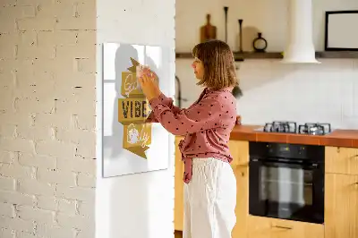 Tablă magnetică pentru scris cu marker cu mesajul Numai vibrații bune