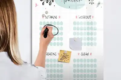 Tablă magnetică pentru monitorizarea obiceiurilor cu suprafață de scris