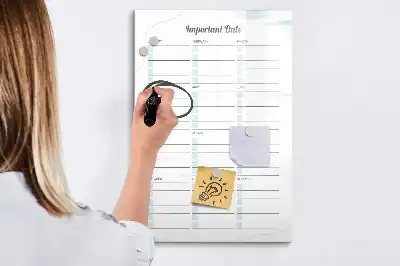 Tablă magnetică de scris pentru date importante