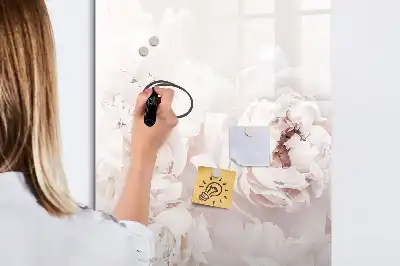 Tablă magnetică de scris cu model de trandafiri bujori