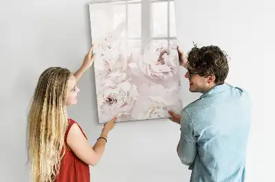 Tablă magnetică de scris cu model de trandafiri bujori