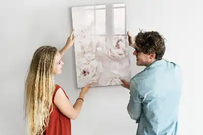 Tablă magnetică de scris cu model de trandafiri bujori
