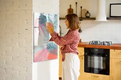 Tablă magnetică de scris cu model de frunze pastelate