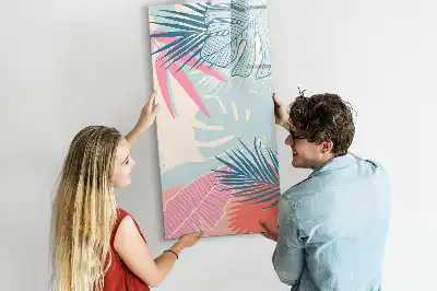 Tablă magnetică de scris cu model de frunze pastelate