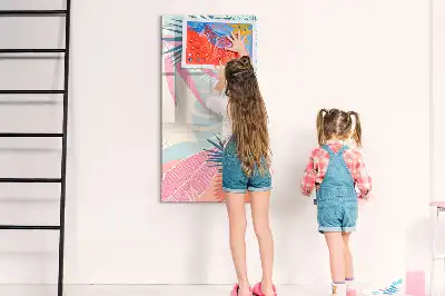 Tablă magnetică de scris cu model de frunze pastelate