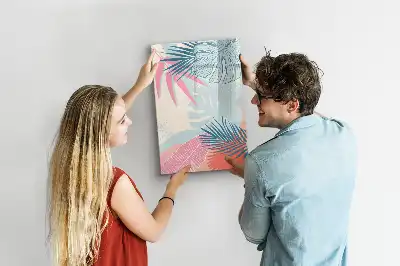 Tablă magnetică de scris cu model de frunze pastelate