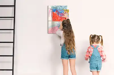 Tablă magnetică de scris cu model de frunze pastelate