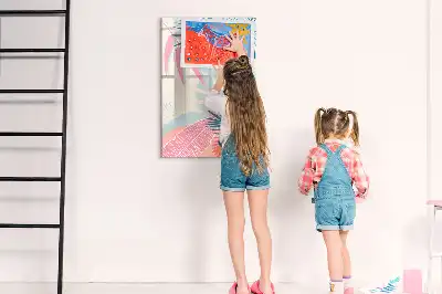 Tablă magnetică de scris cu model de frunze pastelate