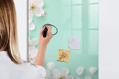 Tablă magnetică de scris cu model de flori înflorite