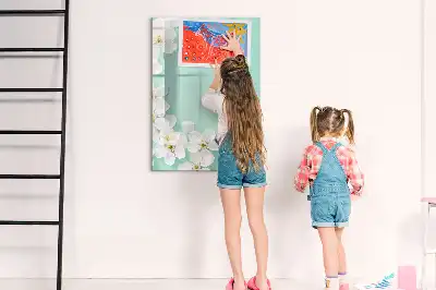 Tablă magnetică de scris cu model de flori înflorite