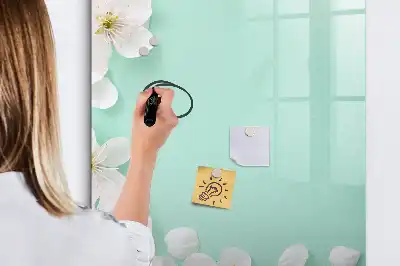 Tablă magnetică de scris cu model de flori înflorite